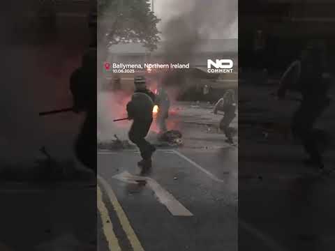 Video Thumbnail: Homes and vehicles torched in Ballymena during anti-immigrant unrest #shorts #nocomment