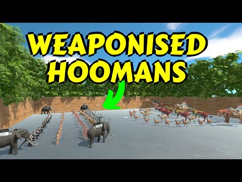 HOOMANS with weapons + LASER ELEPHANTS vs ALL UNITS in Animal Revolt Battle Simulator
