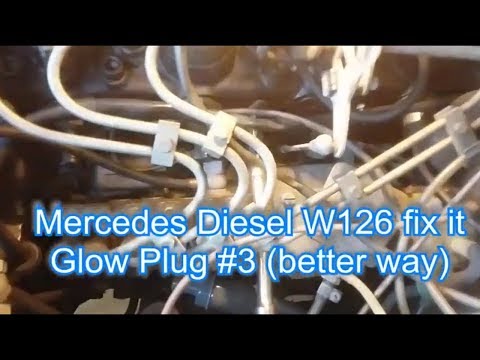 Mercedes diesel w126 fix it glow plug #3 better way to get it 1981 to 1985 300SD June23 2019