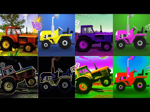 CHICK PIO AND PULCINO PIO TRACTOR MANY COLORS NEON EFFECT COMPARISON - TWOPARISON