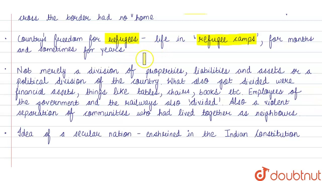 CONSEQUENCES OF PARTITION