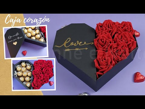 Heart-shaped box with preserved roses and Ferrero Rocher chocolates | Affordable