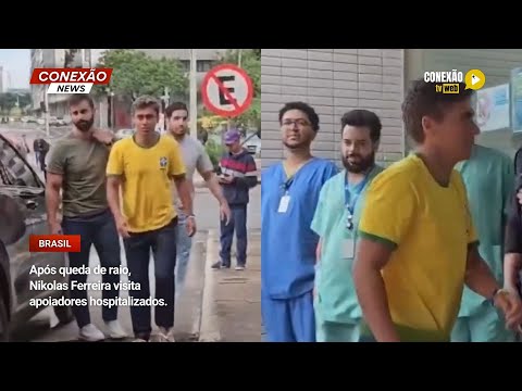 Vídeo: Após queda de raio, Nikolas Ferreira visita apoiadores hospitalizados.