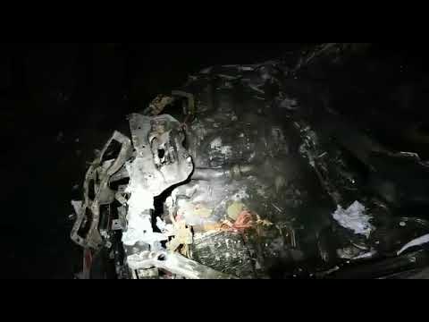 O masina a luat foc la Ivesti (jud. Vaslui) in urma unui accident rutier