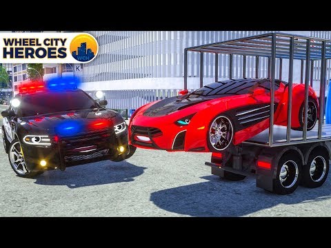 Pulling Camaro with Wrecker Police Truck | Wheel City Heroes (WCH) - New Cartoon
