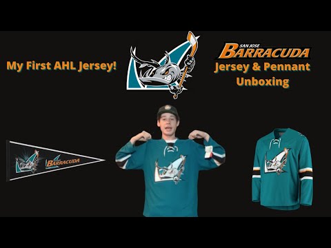 My First AHL Jersey! Unboxing San Jose Barracuda Jersey & Pennant