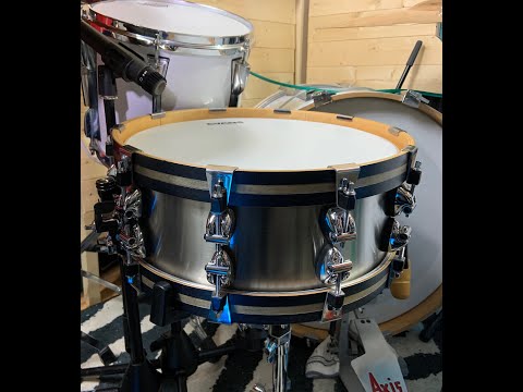Ayotte-Keplinger 5.5x14 Stainless Steel Snare Drum with Wood Hoops image 10