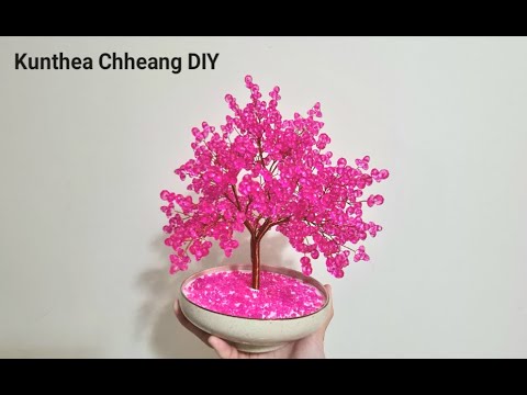 #tutorial Lovely Pink Wire Tree Oval Beads #diy