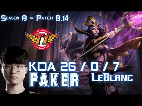 SKT T1 Faker LEBLANC vs GALIO Mid - Patch 8.14 KR Ranked