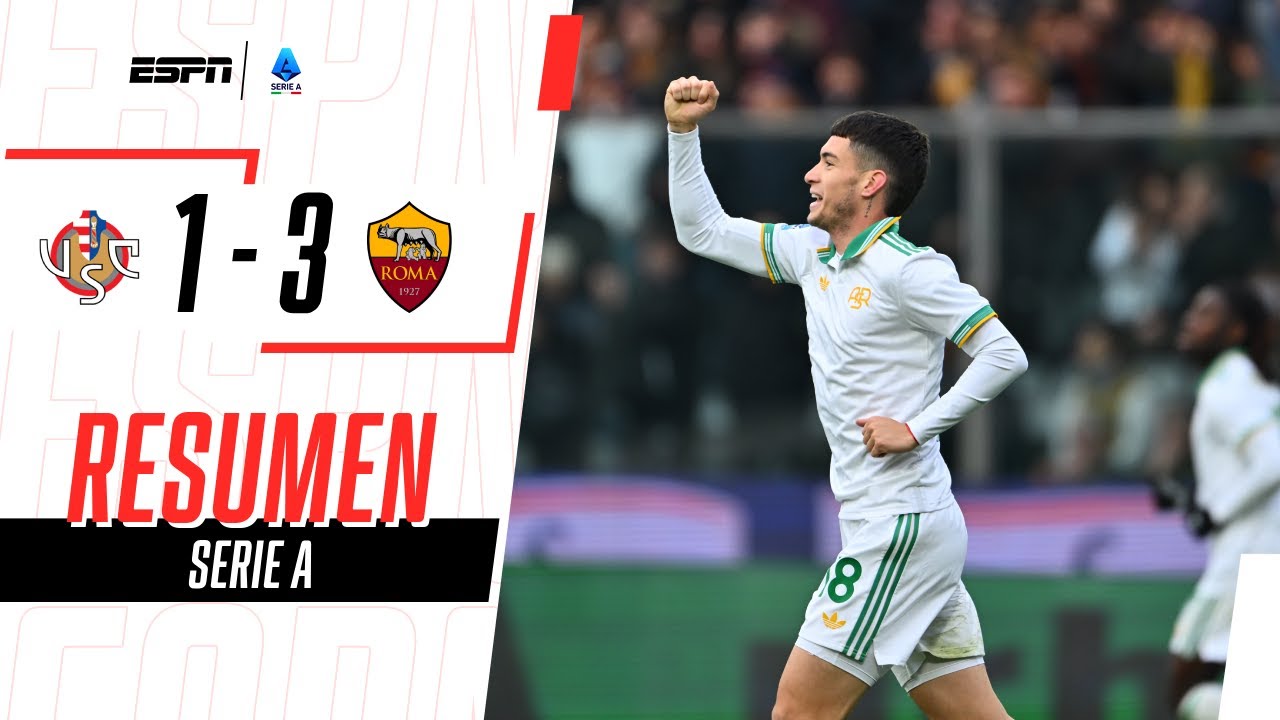 GOLAZO DE SOULÉ, TRIUNFO DE LA ROMA Y LIDERATO EN LA SERIE A  | Cremonese 1-3 Roma | RESUMEN