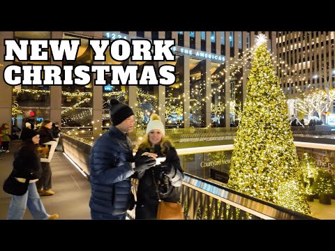 NEW YORK Christmas Walk 🎄 🎁 Night Walking Tour in Manhattan!