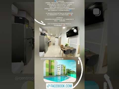 Apartamento amoblado en arriendo en Montería, Córdoba con 3 habitaciones y 2 baños