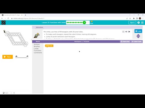 L21-11 |Code.org | Express-2021 | Lesson 21:  Functions with Artist | level 11