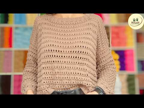 How to Knit an EASY Openwork Sweater on Two Needles. Alma Sweater #knitting #malen #knitting #kni...