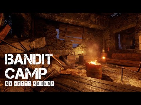 Apocalyptic Bandit Camp 🔥 Ambient crackling fire to Relax / Study to | 1 Hour