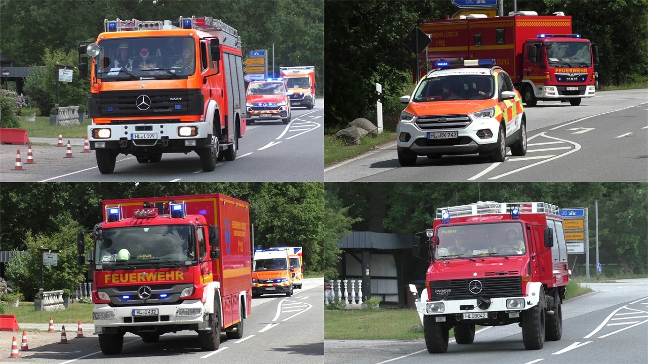 [Tanklaster explodiert auf Flughafenvorfeld!] Einsatzfahrten zur großen ICAO Übung in Lübeck