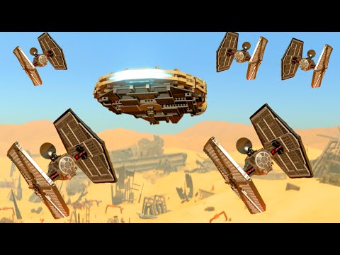 LEGO Star Wars The Force Awakens Millennium Falcon Escapes the Planet, TIE Fighters Chase Scene