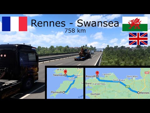 Euro Truck Simulator 2 Timelapse | 🇫🇷 Rennes to Swansea 🏴󠁧󠁢󠁷󠁬󠁳󠁿 | 758 km