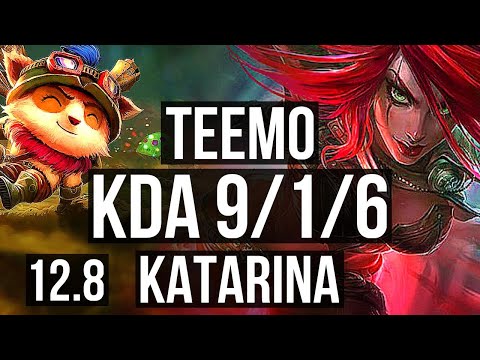 TEEMO vs KATARINA (MID) | 9/1/6, 2.7M mastery, 1100+ games, Dominating | KR Master | 12.8