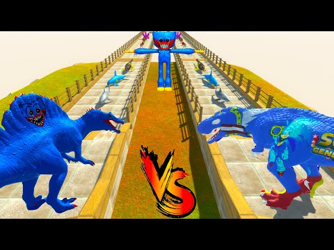 T-REX SONIC vs HUGGY WUGGY SPINOSAURUS RACE BATTLE COMPETITION - ARBS