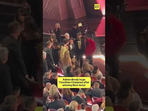 Timothée Chalamet congratulates Adrien Brody after his Best Actor win at the #Oscars. #oscars2025
