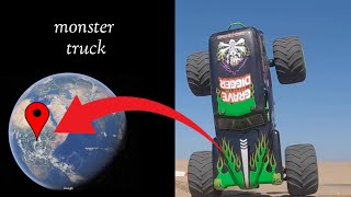 I found😱 Monster truck in real life Google Earth map trending viral video#googleapps