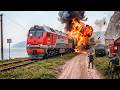 Ukrainian Drones STRIKE A Russian Train In CRIMEA Putin Is OUT Of Fuel