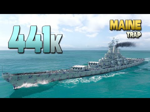 Battleship Maine: Huge +440000 damage on map Trap - World of Warships