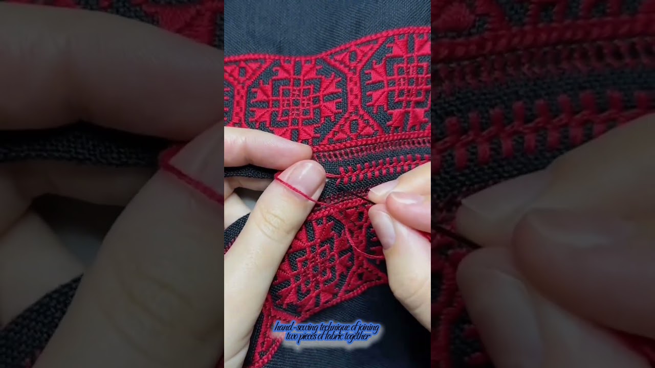 hand sewing technique of joining two pieces of fab