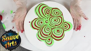 Fluid Acrylic Painting - Puddle pour With Thicker Paints, More Defined Lines