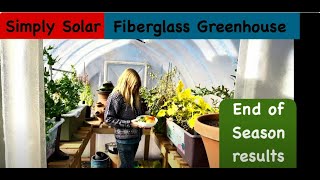 End of season report of Fiberglass MIGreenhouse