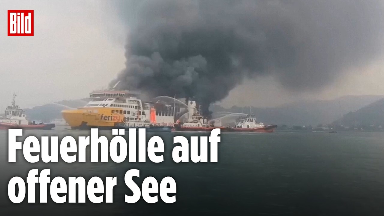 FÄHREN-INFERNO VOR JAVA: Passagierschiff geht in Flammen auf, Großeinsatz der Seenotretter