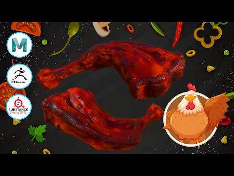 Autodesk Maya 2020,Zbrush 2021, Substance Painter  - Stylized Fried Chicken Leg