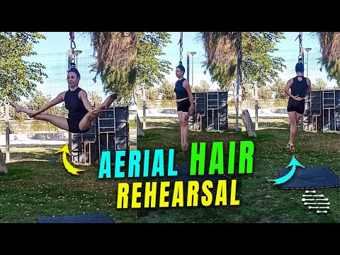 Girl Rehearsing Her Aerial Hair Suspension Routine