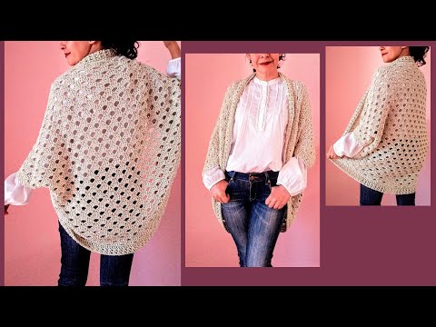 Crochet it with 1 rectangle, a super easy crochet cardigan with step-by-step instructions!