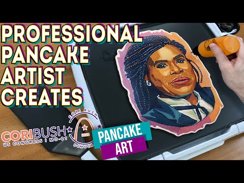 Professional Pancake Artist Creates - Cori Bush Pancake Art