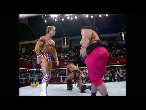 Lex Luger Slams Yokozuna during Tatanka vs Ludvig Borga Match! 1993 (WWF)