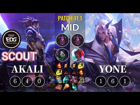 EDG Scout Akali vs Yone Mid - KR Patch 11.1