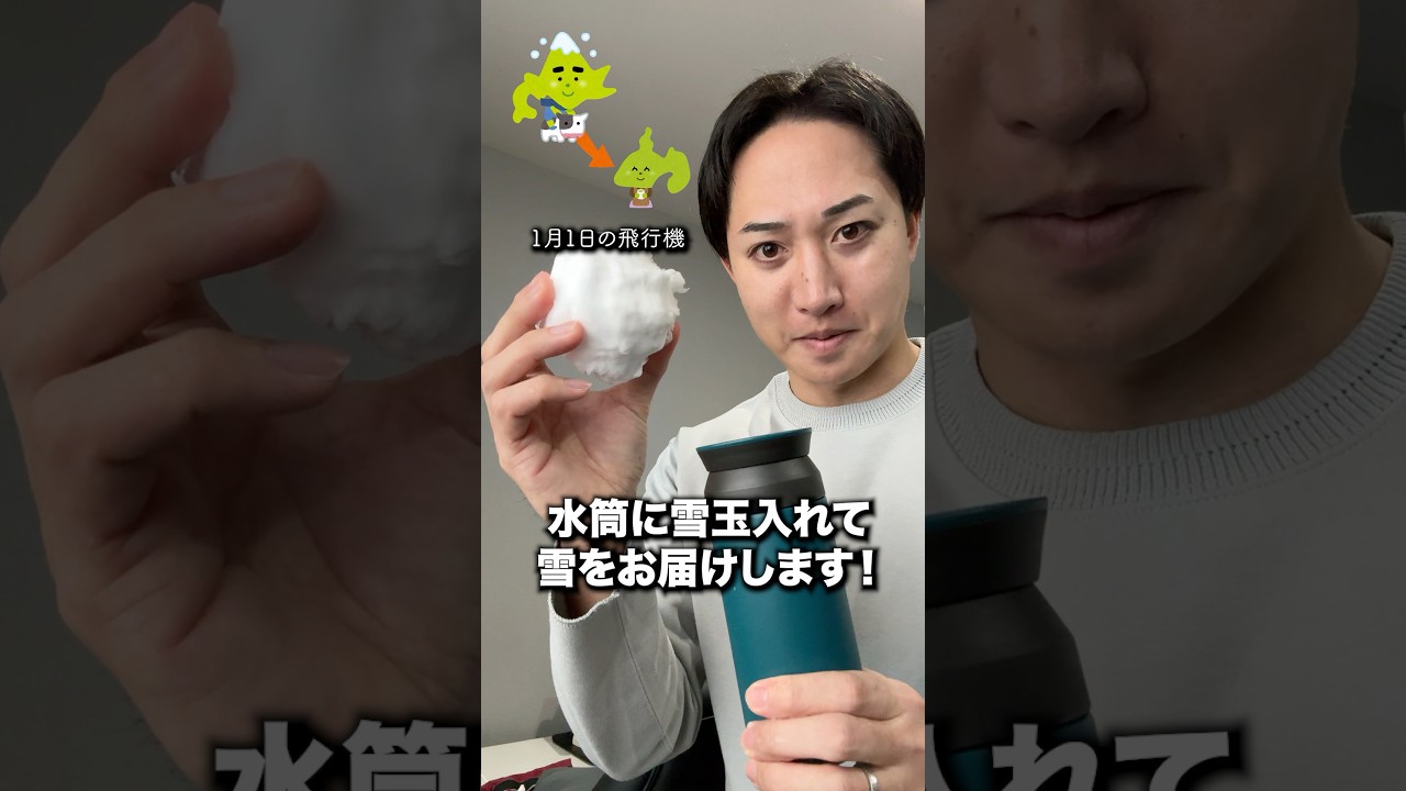雪玉を雪の無い他県へ運びたい男 #snow #雪玉 #けまり先生