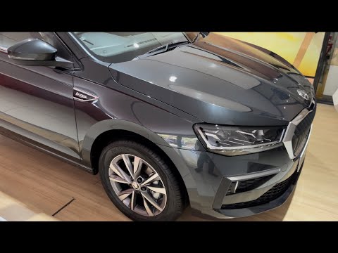 Skoda Slavia Walkaround Style top model 1.0 TSI MT in Carbon Steel colour #skoda #skodaslavia
