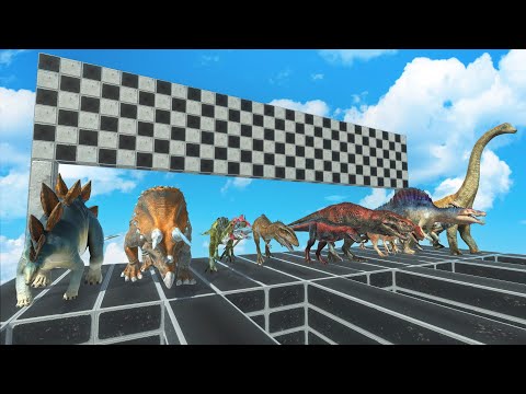 DOUBLE DINOSAURS SPEED RACE TO EAT A PIG BIG - Animal Revolt Battle Simulator