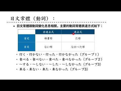 十五分鐘概覽概覽日文常體（普通體）、普通形的概念（包含名詞、形容詞、動詞）