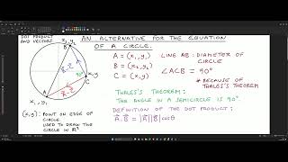 Deriving an Alternative Equation of a Circle Using Thales's Theorem &amp; the Dot Product #dotproduct