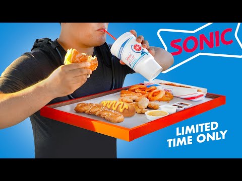 SONIC Mukbang Tray | Mozzarella Sticks, Footlong Coney, Corn Dog & Onion Rings | WALKING MUKBANG 먹방