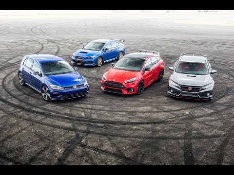 2018 Honda Civic Type R vs. Ford Focus RS vs. Subaru WRX STI Type RA vs. Volkswagen Golf R