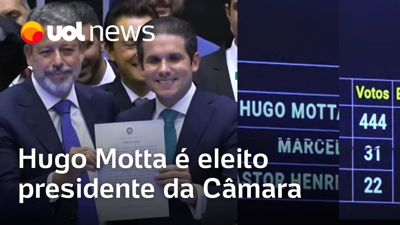 Hugo Motta é eleito presidente da Câmara com 444 votos e apoio de PT e PL; Van Hattem teve 31 votos