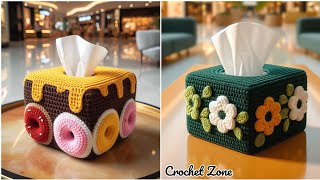 Crochet tissue box cover projects. Crochet tissue box cover design ideas. #crochet #diy #homedecor