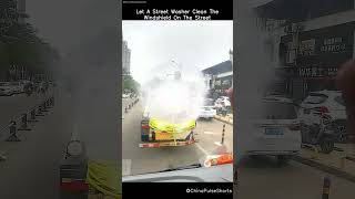 Watch a Street Washer Clean the Windshield on the Go! 🚗💦 #Shorts