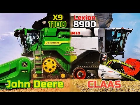 John Deere X9 1100 VS Claas Lexion 8900 - Size/Power/Capac. Comparison (Largest JD vs Largest Claas)