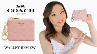 COACH Small Corner Zip Wallet in Pink Denim Review (What Fits) 